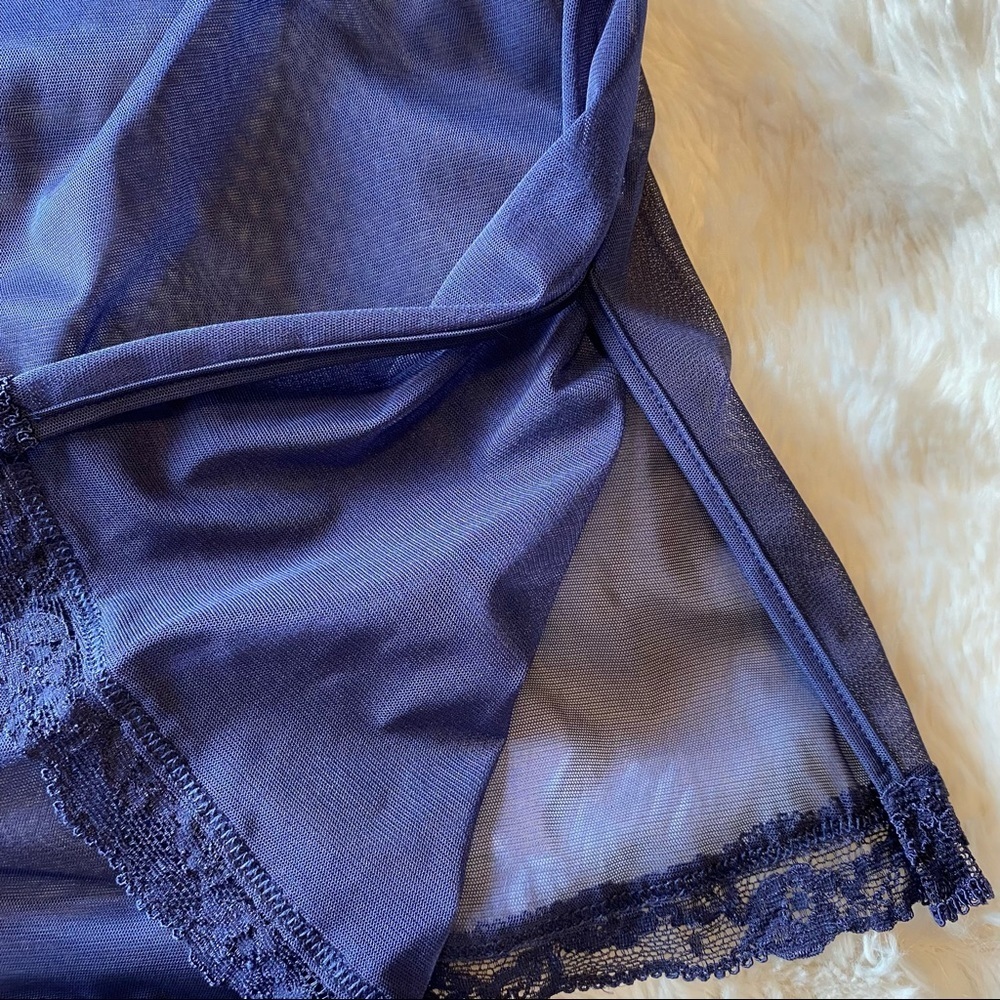 Victoria Secret Vintage Y2K Blue Cami Semi-Sheer Camisole Slip Lace Hem - Picture 6 of 10